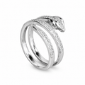 Serpenti Crystal Coil Ring - Silver