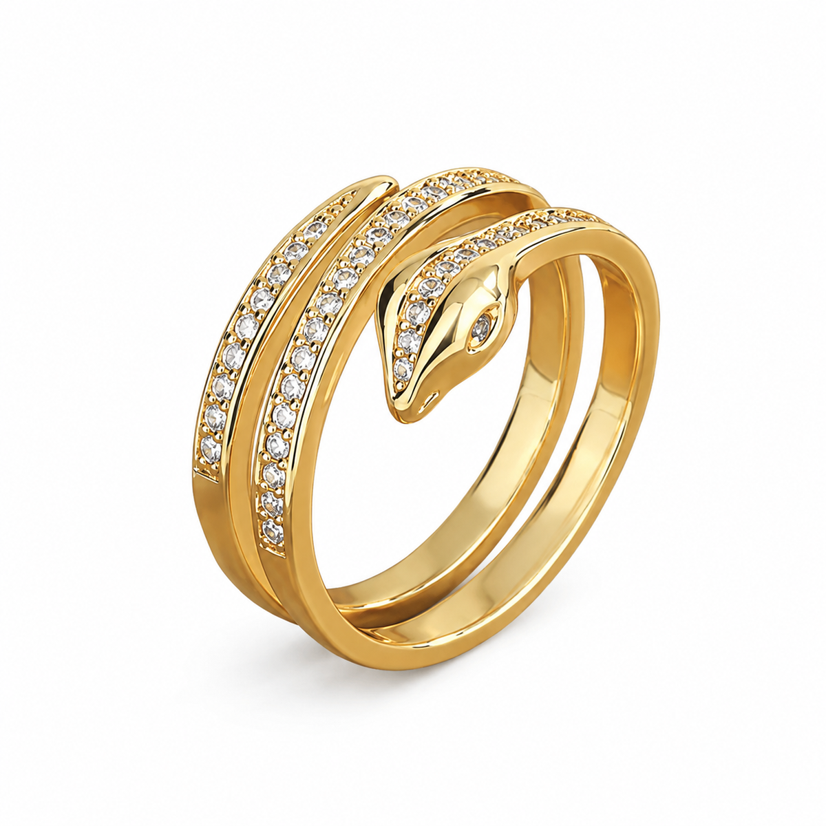 Serpenti Crystal Coil Ring - Gold