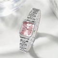 CARYINO Women's Crystal Square Quartz Watch - Pink Dial